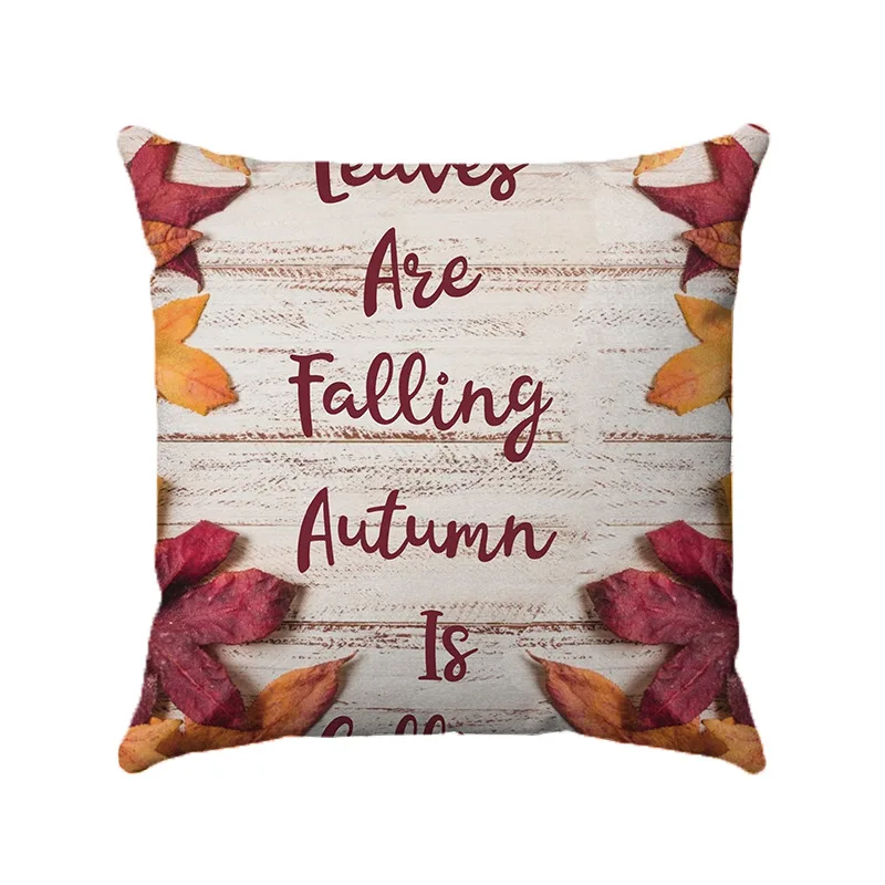 Nordic Maple Leaf Alphabet Scenery Digital printing short plush pillow covers for car sofa office cushion cover home goods