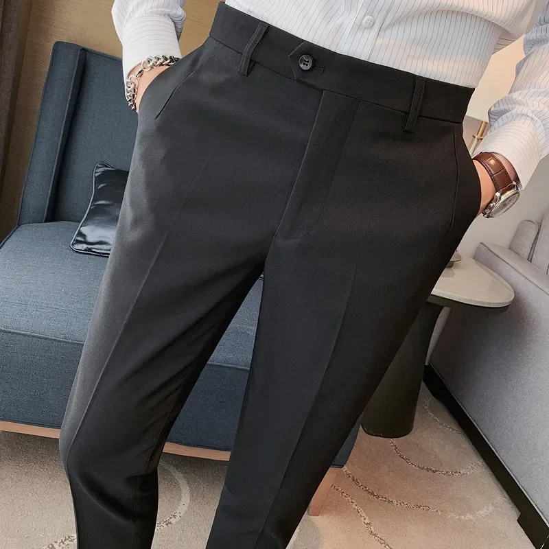 Men Formal Wear Suits Pants Male Solid Wedding Dress Trousers High Quality Men British Style Slim Fit Business Casual Suit Pants