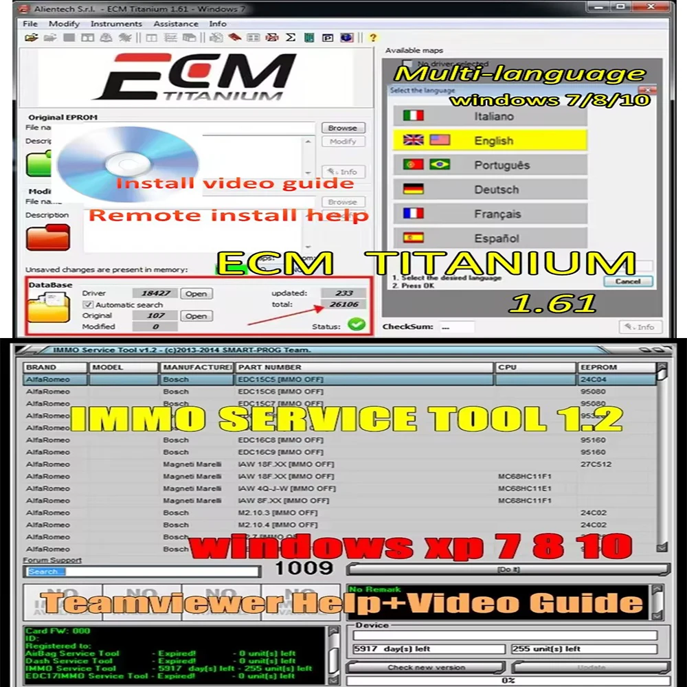 Ecm titanio 1.61IMMO SERVICE TOOL V1.2 Car Repair Software PIN CODE Immo Off CALCULATOR BSI VDO DASHBOARD 2017 For Audi BMW Fiat