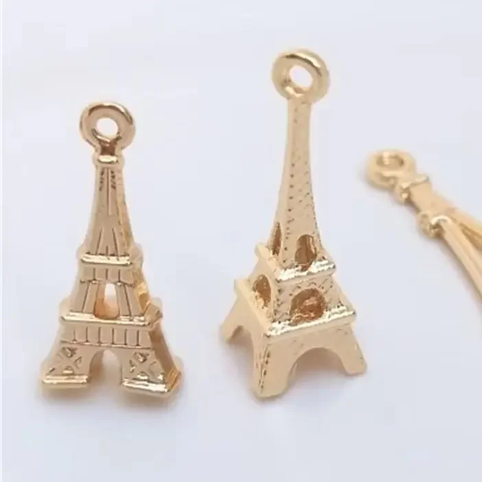 14K Gold-plated Eiffel Tower Pendant for DIY Handmade Jewelry Bracelet Accessories Decorative Handmade Craft Supplies
