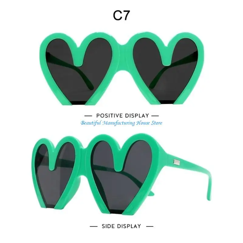 

E56A Oversized Heart SungGlasses Eyewear Beach Sunglasses Chunky Heart Sunglasses