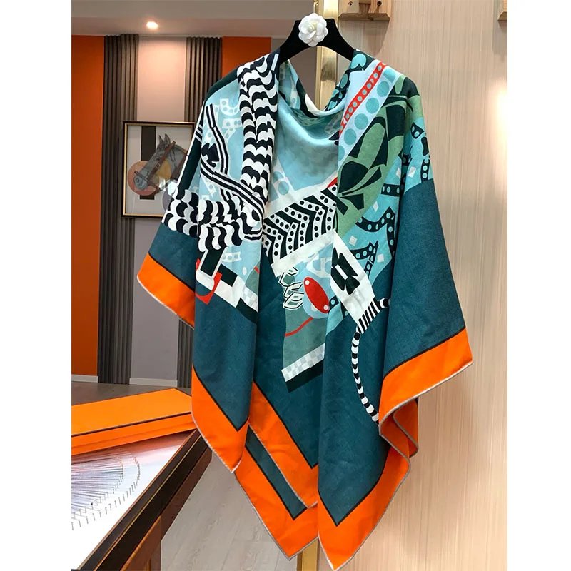 وشاح حريري جديد للخريف والشتاء 70% صوف 30% للنساء - تصميم فاخر، عصري ودافئ، شال كبير، غطاء للرأس، 135*135 سم