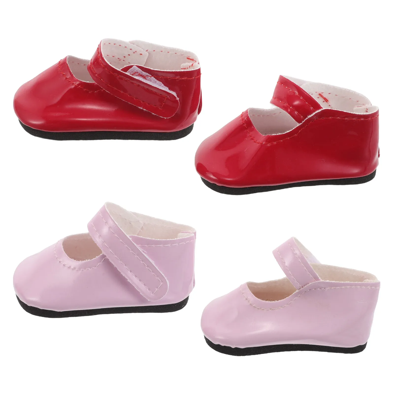 2Pairs Fake Dress Up Shoes Accessories Replacement Clothes for 18 Inch Princess Flat Shoe Mini Craft