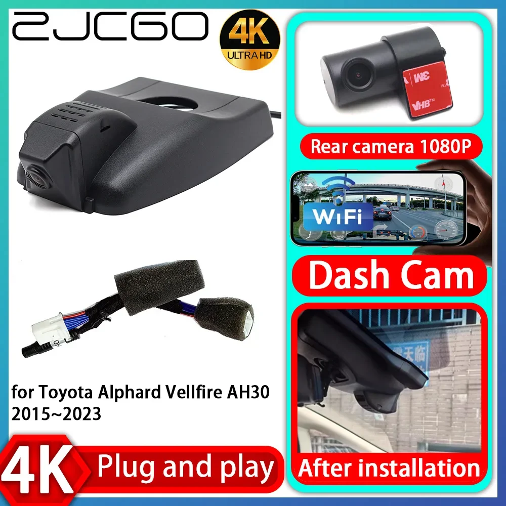 

ZJCGO UHD 4K 2160P Plug and Play DVR Dash Cam Video Recorder For Toyota Alphard Vellfire AH30 2015~2023