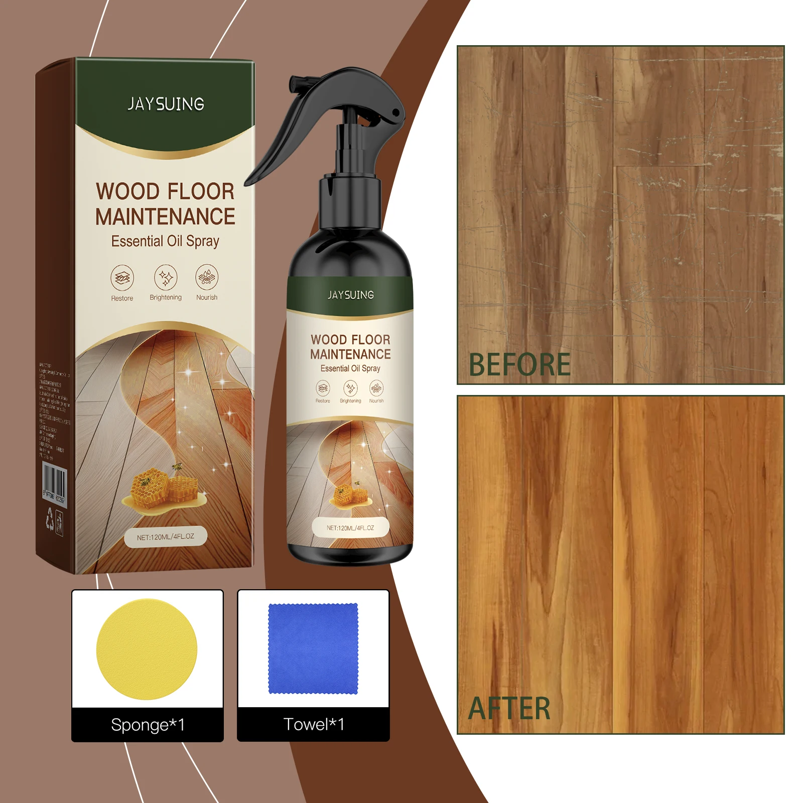 Jaysuing Wood Floor Care Essential Oil Spray Moisturizes and cleans wood grain brilliance Wood floor care spray