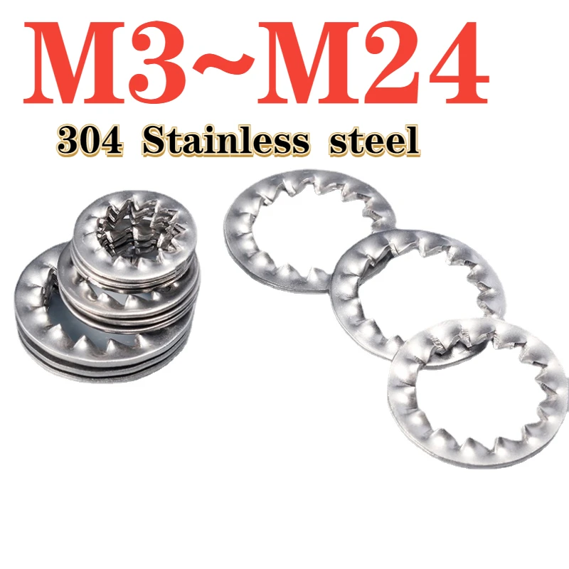 Internal Serrated Washer M3 M4 M5 M6 M8 M10 M12 M14 M16 M20 M24 304 Stainless Steel Internal Serrated Lock Washer Gasket