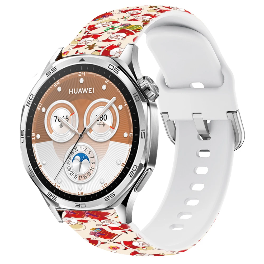 Christmas Silicone Strap for Huawei Watch 4 Pro/GT5 4/GT5 Pro 46mm Bracelet Watchband for 20mm 22mm Samsung Watch 3 4 5 6 7 Belt