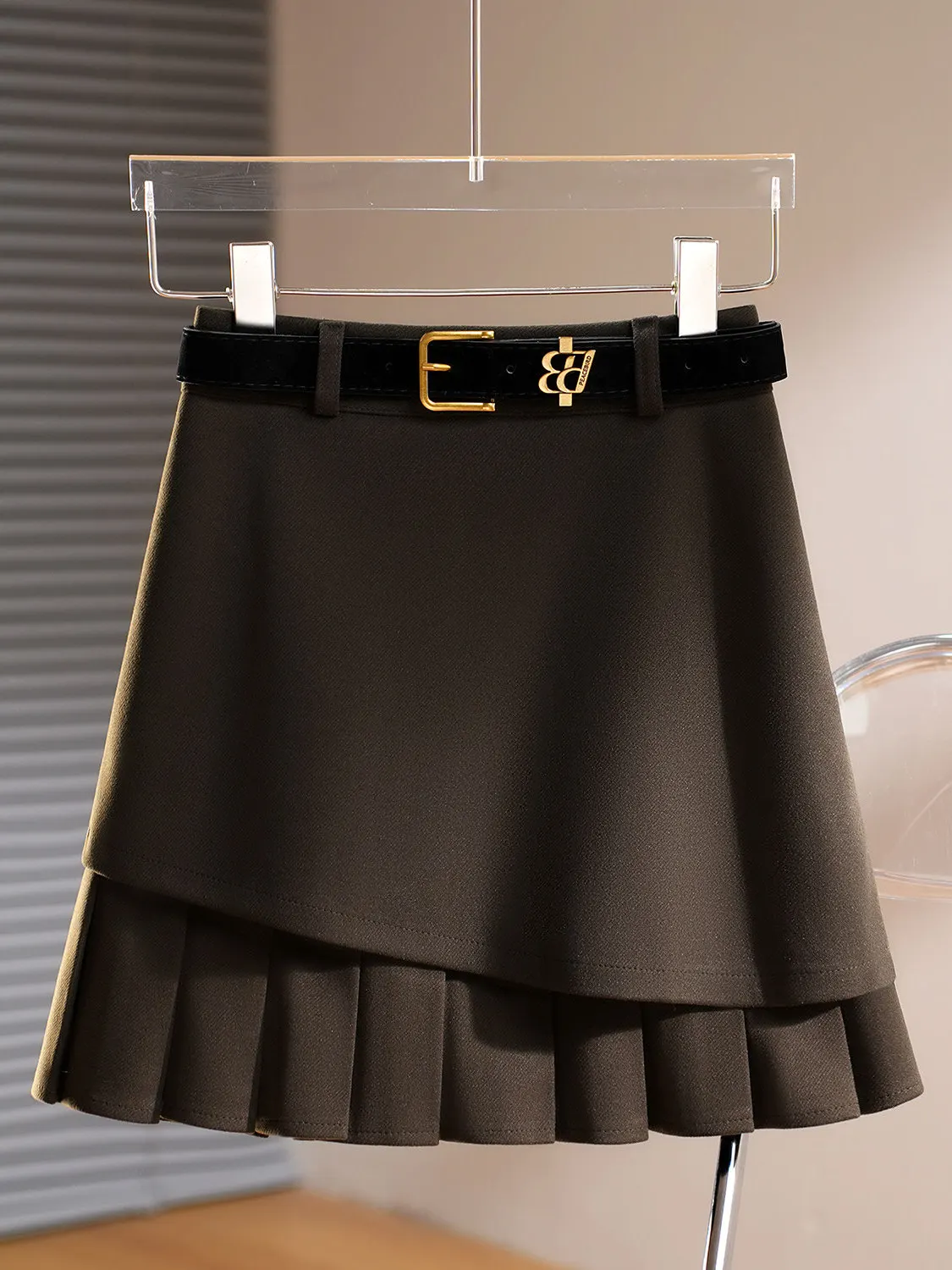 

plus Size Women's Plaid Pleated High Waist A-Line Skirt Autumn Winter Warm Smooth Zipper Casual Sle