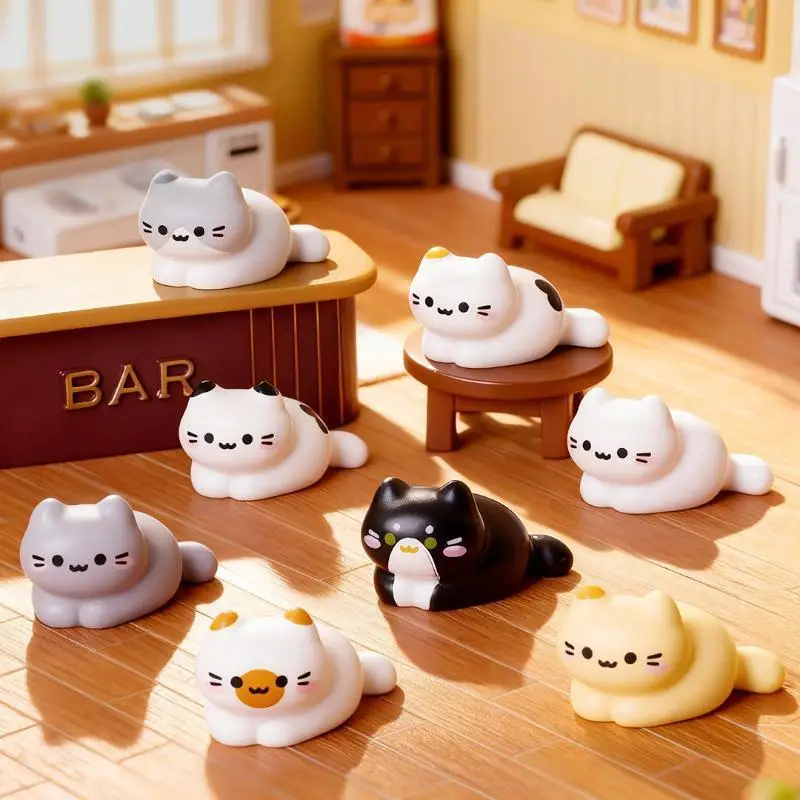 8Pcs Cute Cat Figurine Miniature DIY Decor Lovely Kitten Ornament Home Desk Car Dashboard Micro Landscape Mini Crafts Decoration