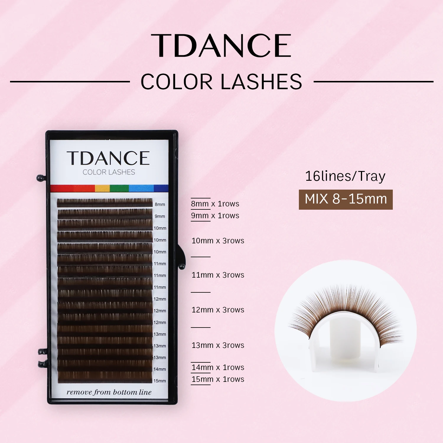 TDANCE 16 Lines Dark Brown Eyelash Extension Super Soft Natural Synthetic Mink Makeup Professional Individual False Eyelashes