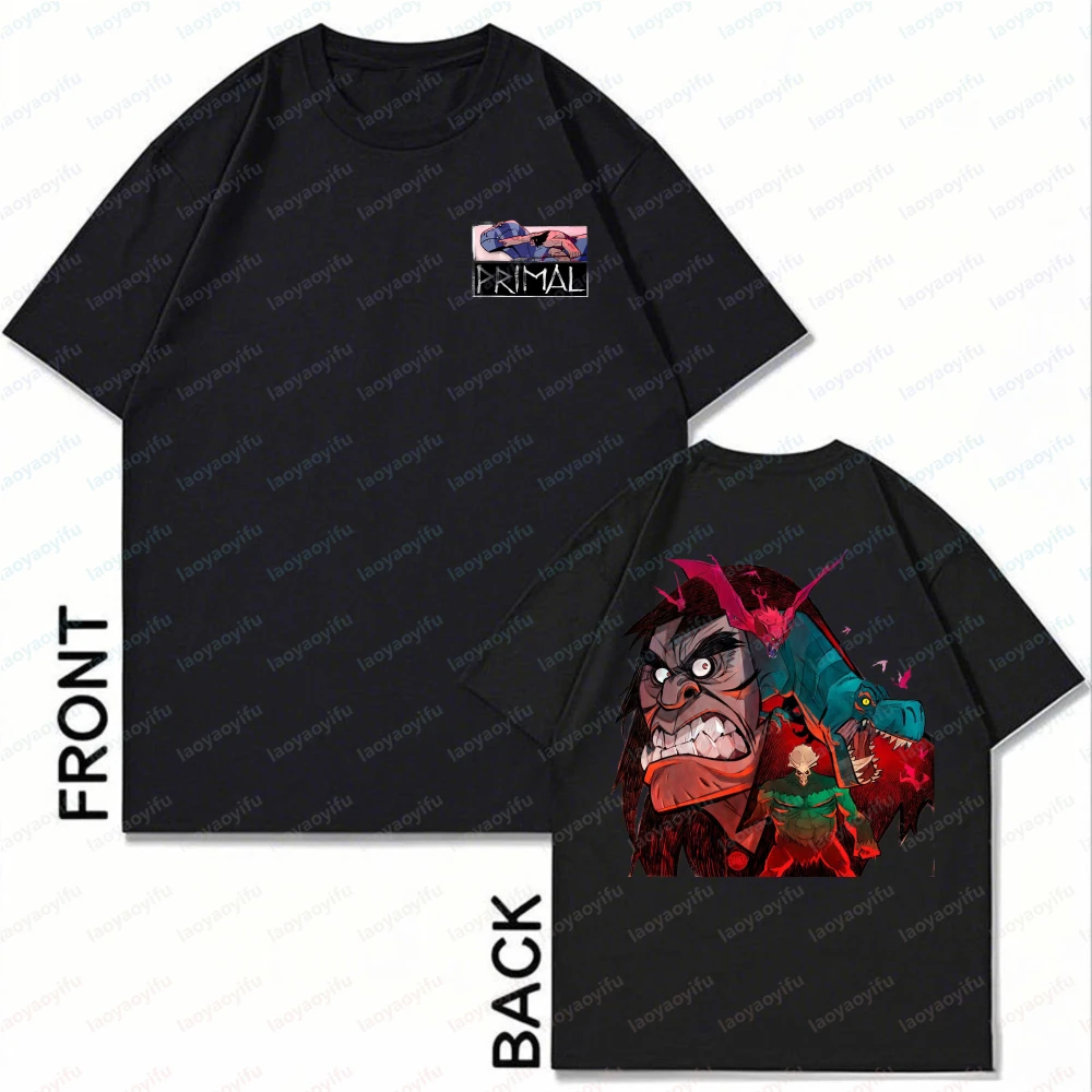 Vintage-Primal-Anime-Cotton-Tee-Bold-Battle-2-Sided-Graphic-T-Shirt-Classic-Fashion-Streetwear-Summer-Short-sleev-Men's-Clothing