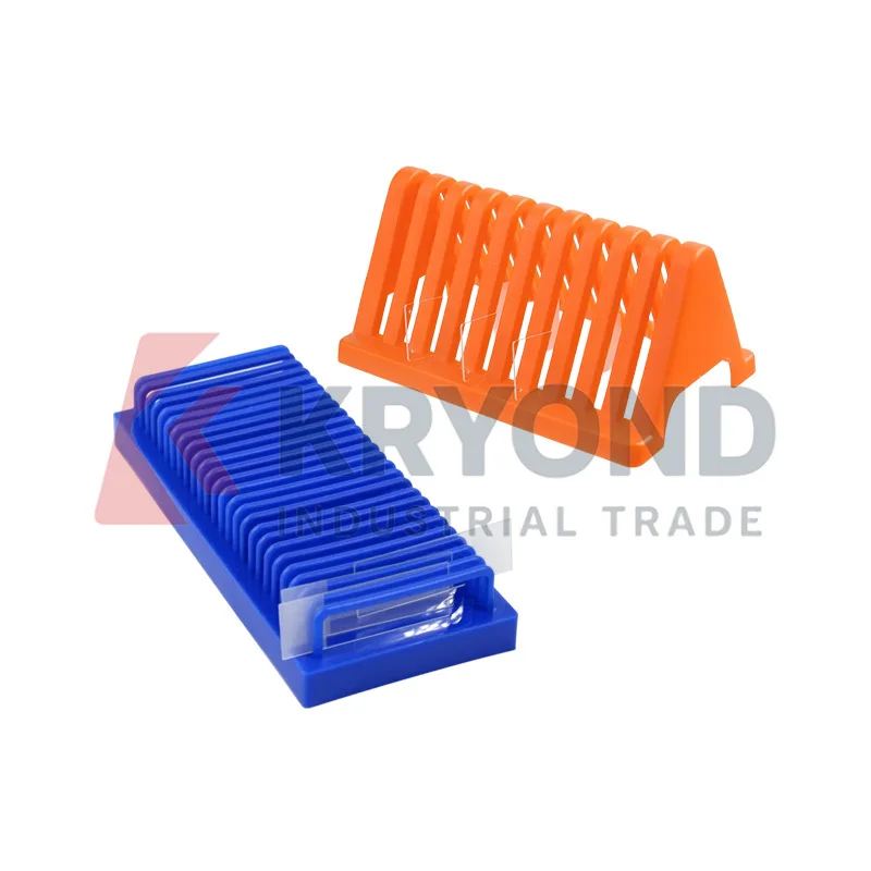 Laboratory Microscope Slide Drying Rack Triangular Orange Rectangular Blue 25 Slot Holder Drain Stand Glass Storage Research Set