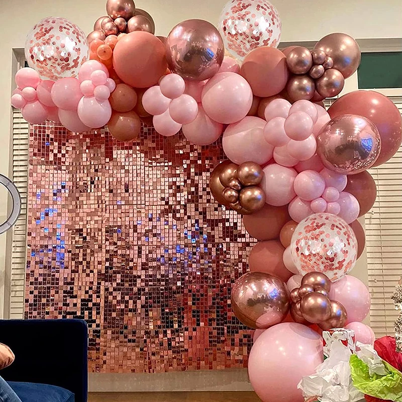 

124pcs Retro Pink Balloon Arch Garland Kit Rose Gold Metallic Balloons Wedding Anniversary Baby Shower Birthday Party Decoration