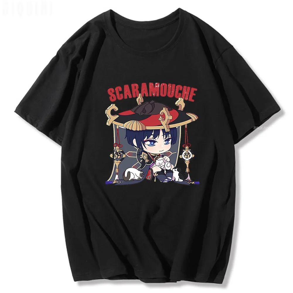 T Shirt Genshin Impact Anime Kunikuzushi Print Oversized Tees Vintage Short Sleeve Women100% Cotton Harajuku Graphic Scaramouche