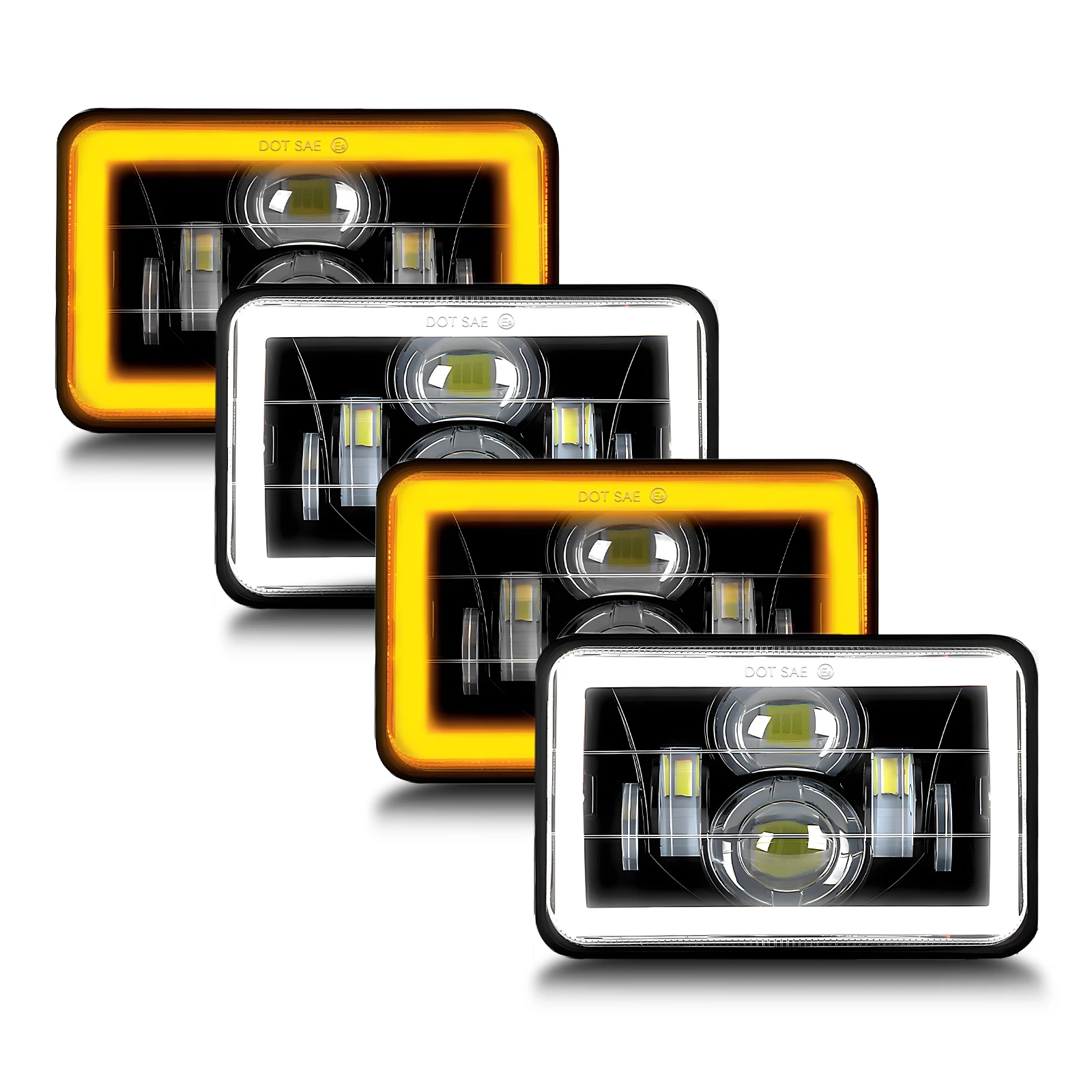 

HL 2pcs DOT Black Motorcycle DRL Lamp 4X6 LED Headlight For Honda XR250 XR400 XR650 Suzuki DRZ Accessories Rectangular Light 12V