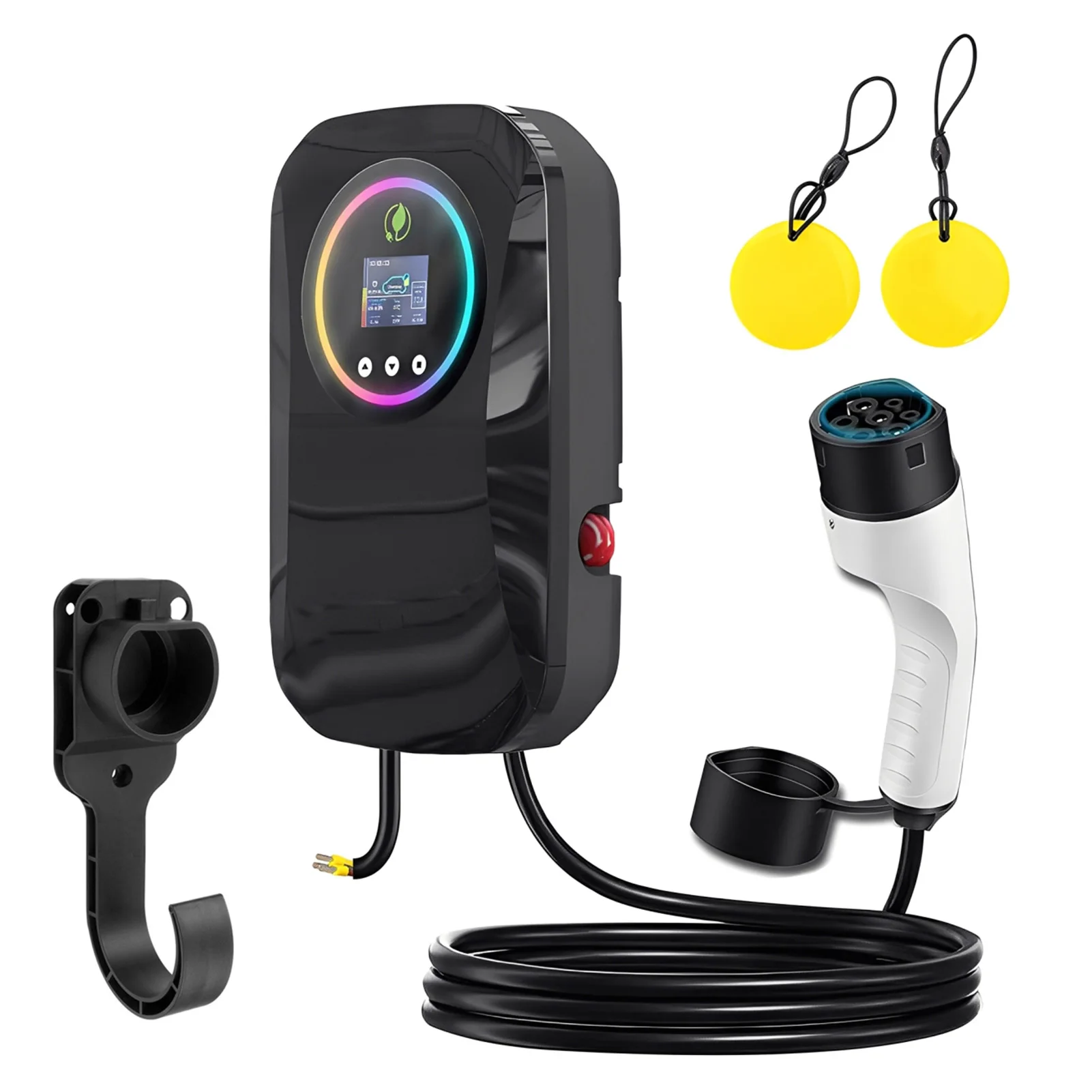 محطة شحن المركبات الكهربائية الجديدة الطاقة 5M 7KW 32A كابل شحن EV القياسي الأوروبي مع 2 جدول دعم بطاقة التمرير