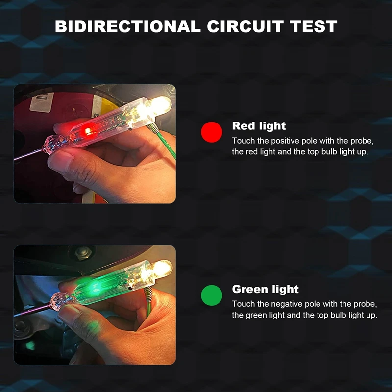 Automotive LED Circuit Tester 6-24V Test Light With Dual Probes 47 Inch Antifreeze Wire Alligator Clip For Testing