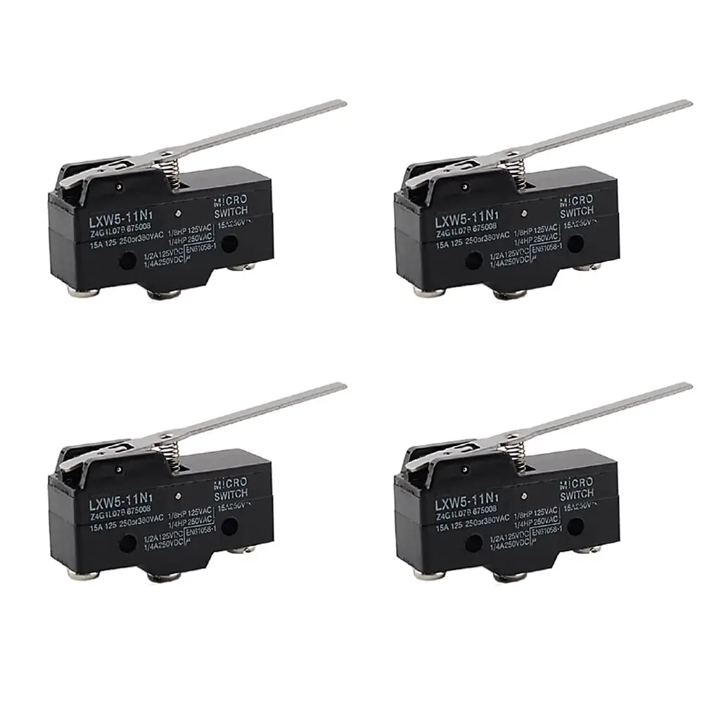 LXW5-11N1 Micro Limit Switch SPDT 1NO 1NC Lever Hinge Momentary Push Button Limit Switch 3A AC380V DC220V (Pack of 4)