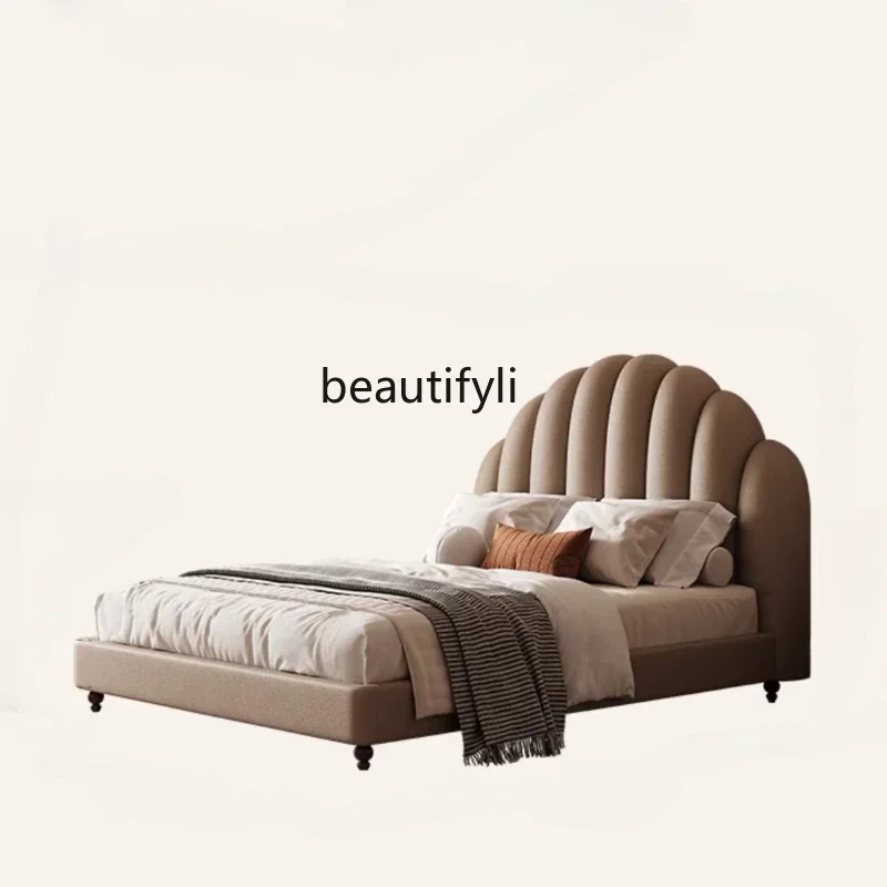 A71 A44 American Retro Leather Bed Modern Minimalist Master Bedroom High Backrest Double Bed High-End Design Soft Bag Leather Be