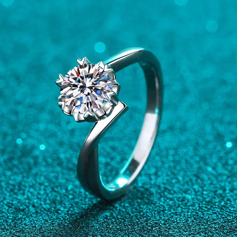 QIBAOKU 0.3-2 Carat 100% Real Moissanite Ring for Women White Gold Plated S925 Solid Silver Simulated Diamond Wedding Band 2026