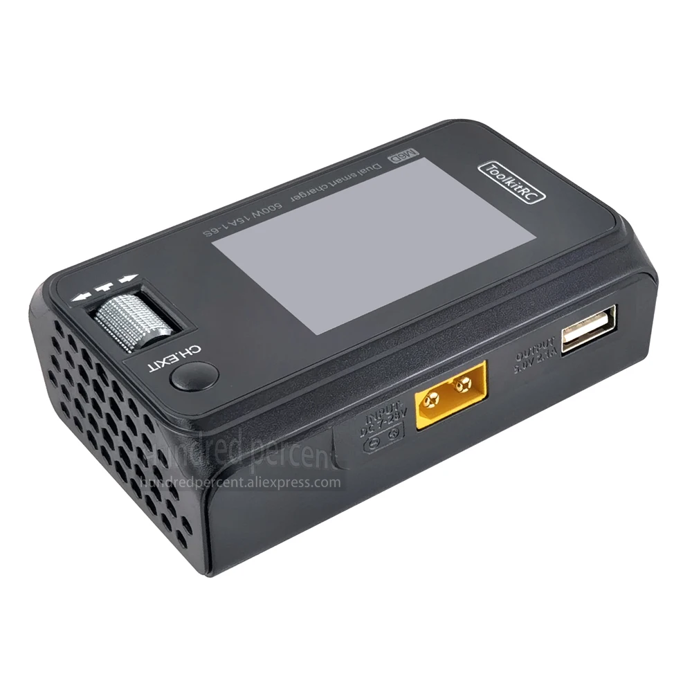 ToolkitRC M6D V3 Charger Black DC 500W Intelligent Dual Channel 1S 2S 3S 4S 5S 6S Toy Model Car Lithium Battery Fast Charging