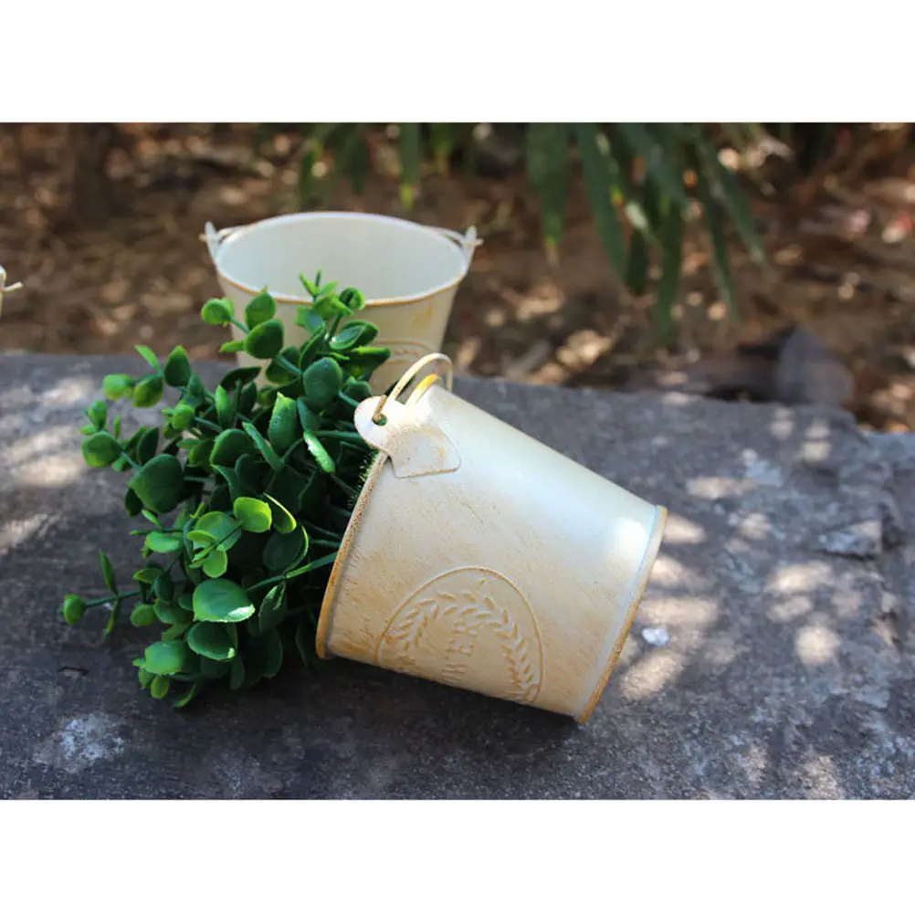 3Pcs Metal Bucket Vintage Style Small Flower Bucket Ideal for Dry Flowers Potted Succulents and Home Gardening Decorations Set
