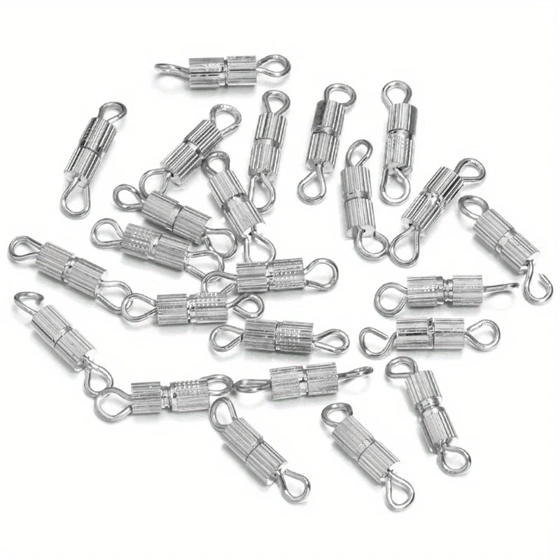 ตัวล็อคสร้อยข้อมือ/สร้อยคอแบบเกลียว 10 ชิ้น ลายทาง ตัวล็อคแบบเกลียวแนวตั้ง อุปกรณ์ทำเครื่องประดับ DIY