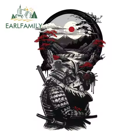 EARLFAMILY Japanese Samurai Funny Car Stickers Attractive Anime Trunk Windshield Decal Suitable for Auto Accesorios Para Auto