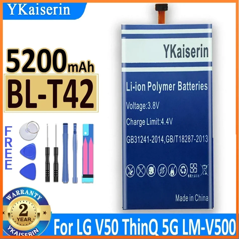 5200mAh YKaiserin Battery For LG V50 ThinQ 5G V50ThinQ BL T42 LM-V500 V500N V500EM V500xm Mobile Phone New In Stock Bateria