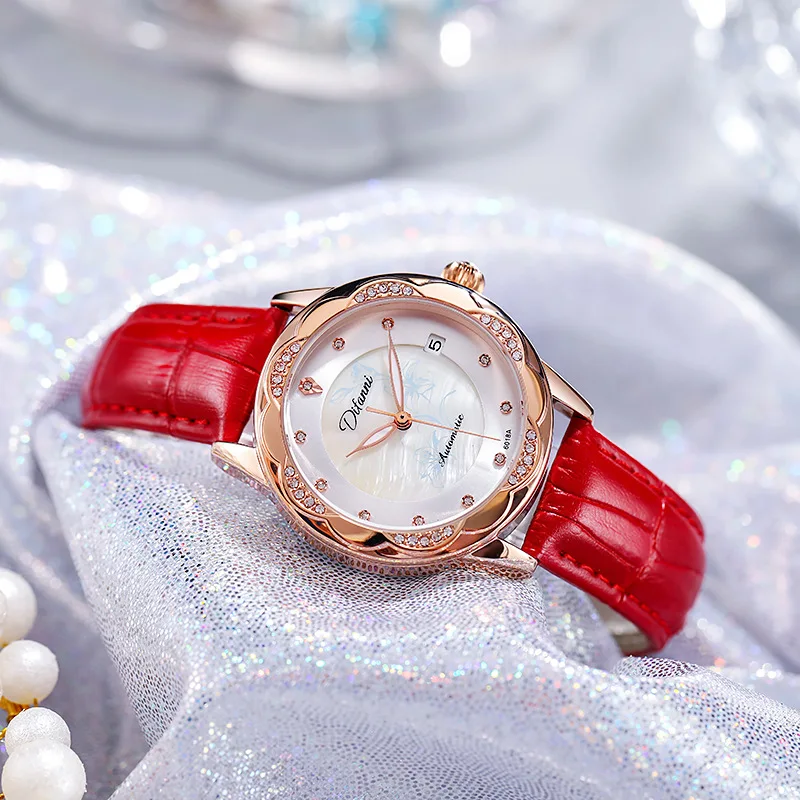 Woman Automatic Watches Lady Diamond Luminous Business Date Calendar Mechanical Wristwatch Female Fashion Luxury Bracelet Clock