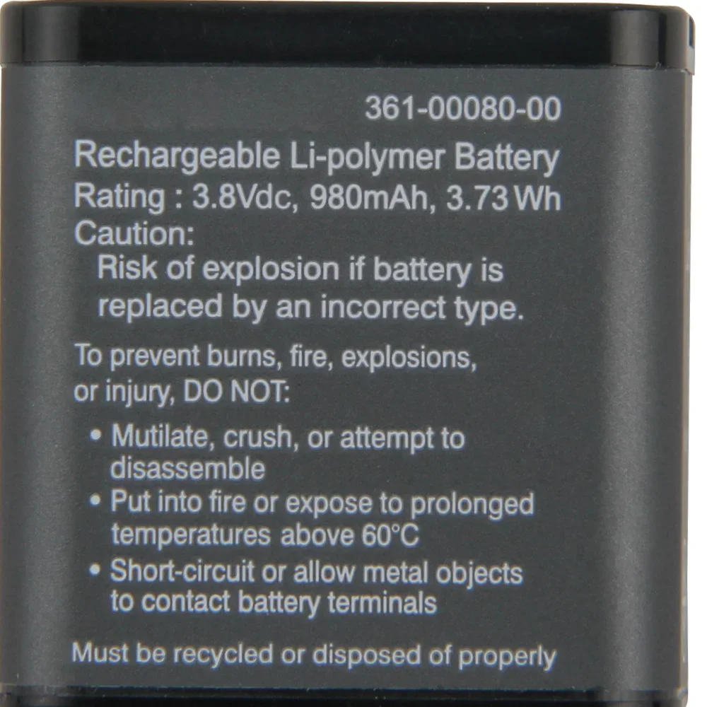 Replacement Battery 361-00080-00 For Garmin Virb X Compact VIRB XE Round Angle Straight Angle High Quality Batteries 980mAh