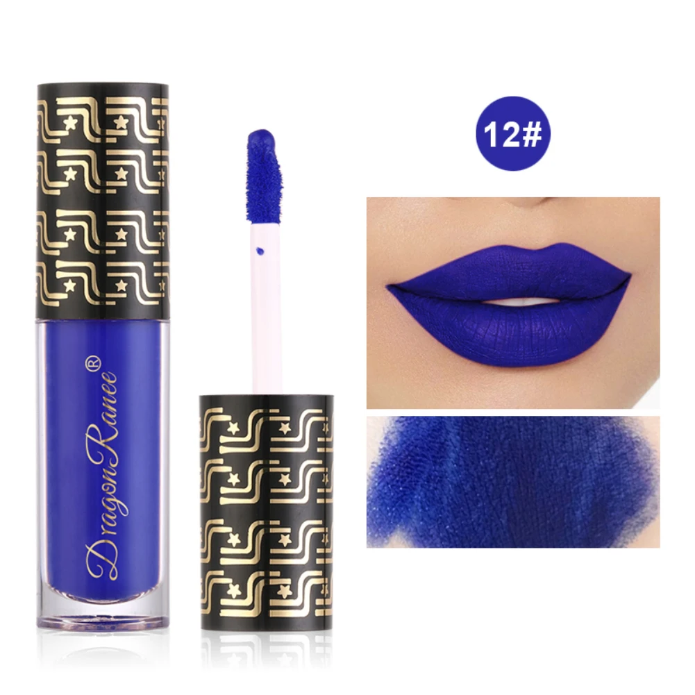 Black Blue Purple Lipstick Lip Tint Stain Lip Gloss 12 Colors Velvet Matte Lip Stick Liquid Lipstick Cosmetics Waterproof Makeup