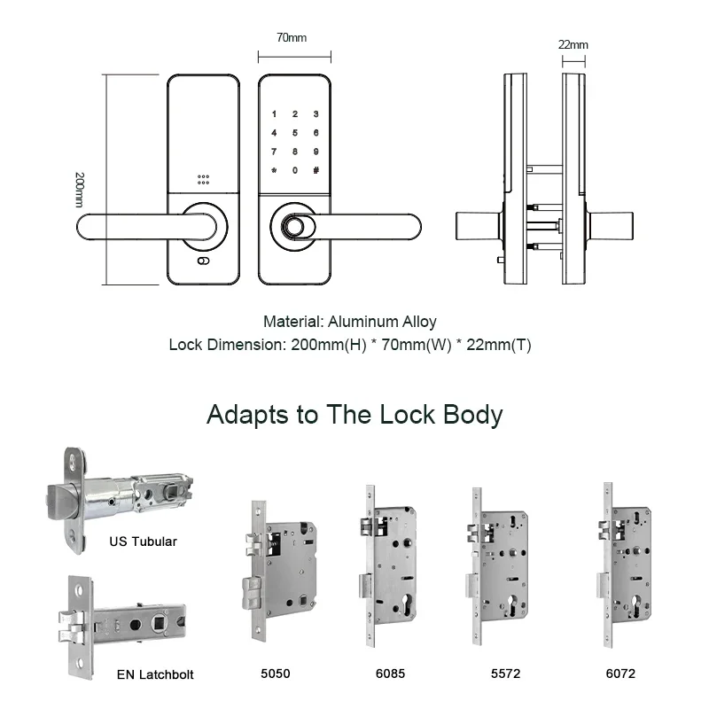 Intelligent Waterproof Digital Door Lock Biometric Keyless Electronic Locks Tuya Wifi Fingerprint Smart Lock Smart Door Lock