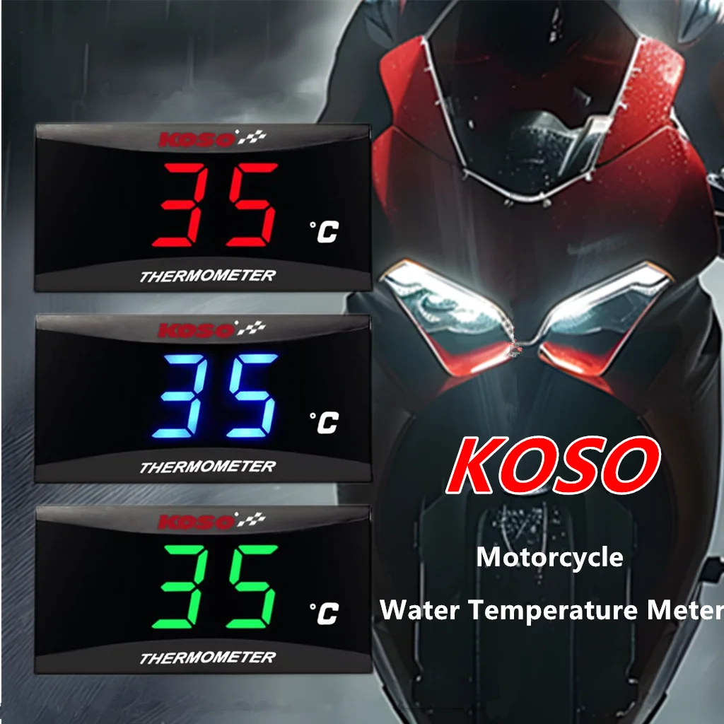 Motorcycle KOSO Water Temperature Gauge Mini Meter Moto Universal Thermometer For XMAX300 CB400 MT 07 09 Sensor Scooter Racing