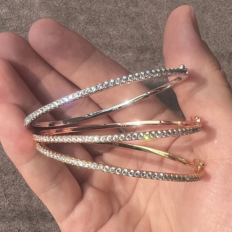 

Горячий бренд, ювелирные изделия из стерлингового серебра 925 пробы для женщин, браслет из розового золота, браслет с бриллиантами, свадебные украшения, браслет с заклепками, ювелирные изделия