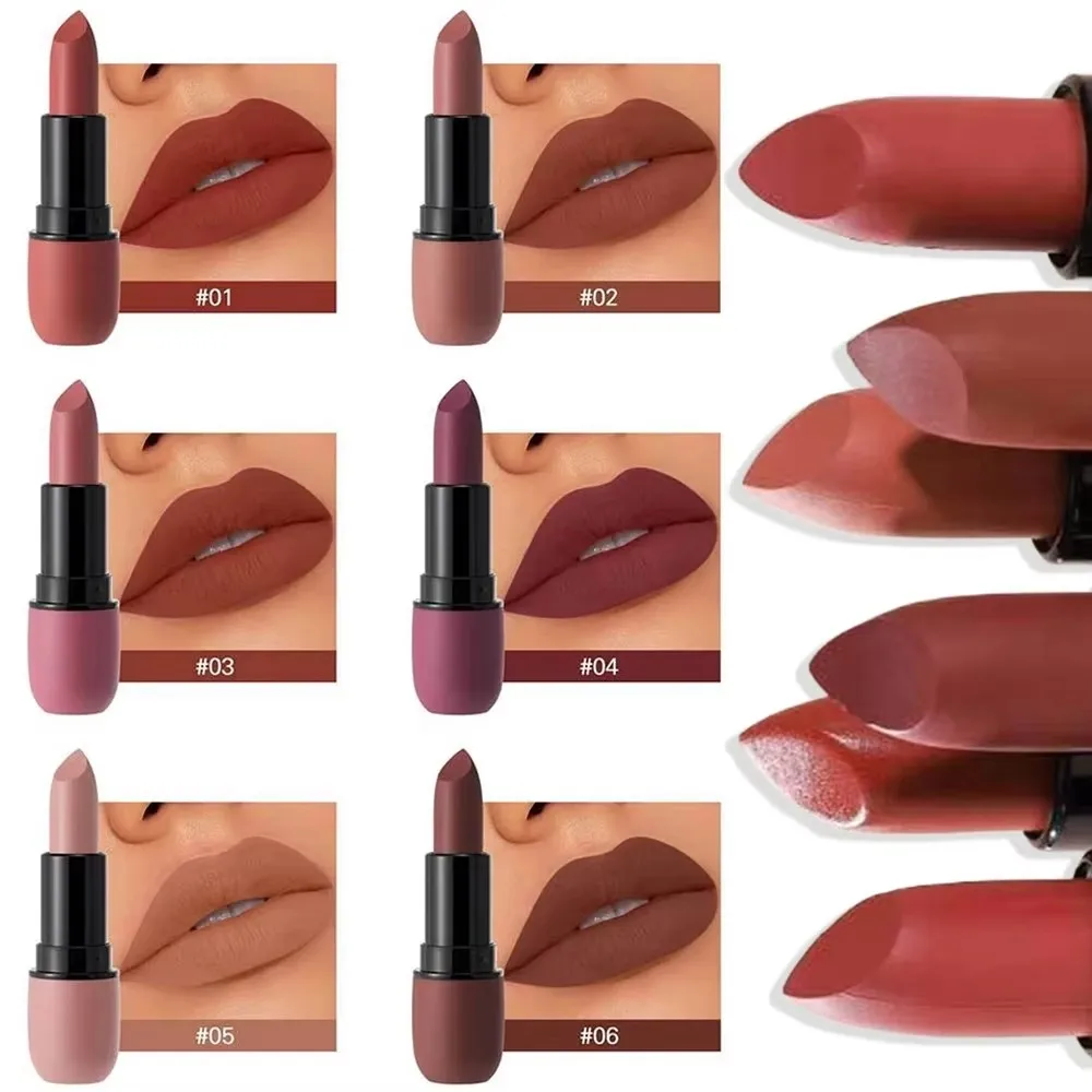 Matte Lipstick 6-Color Sexy Velvet Lips Smooth Contour Pencil Brown Lip Waterproof Long-Lasting Color Lips 1Pcs Lipgloss Makeup - view 4