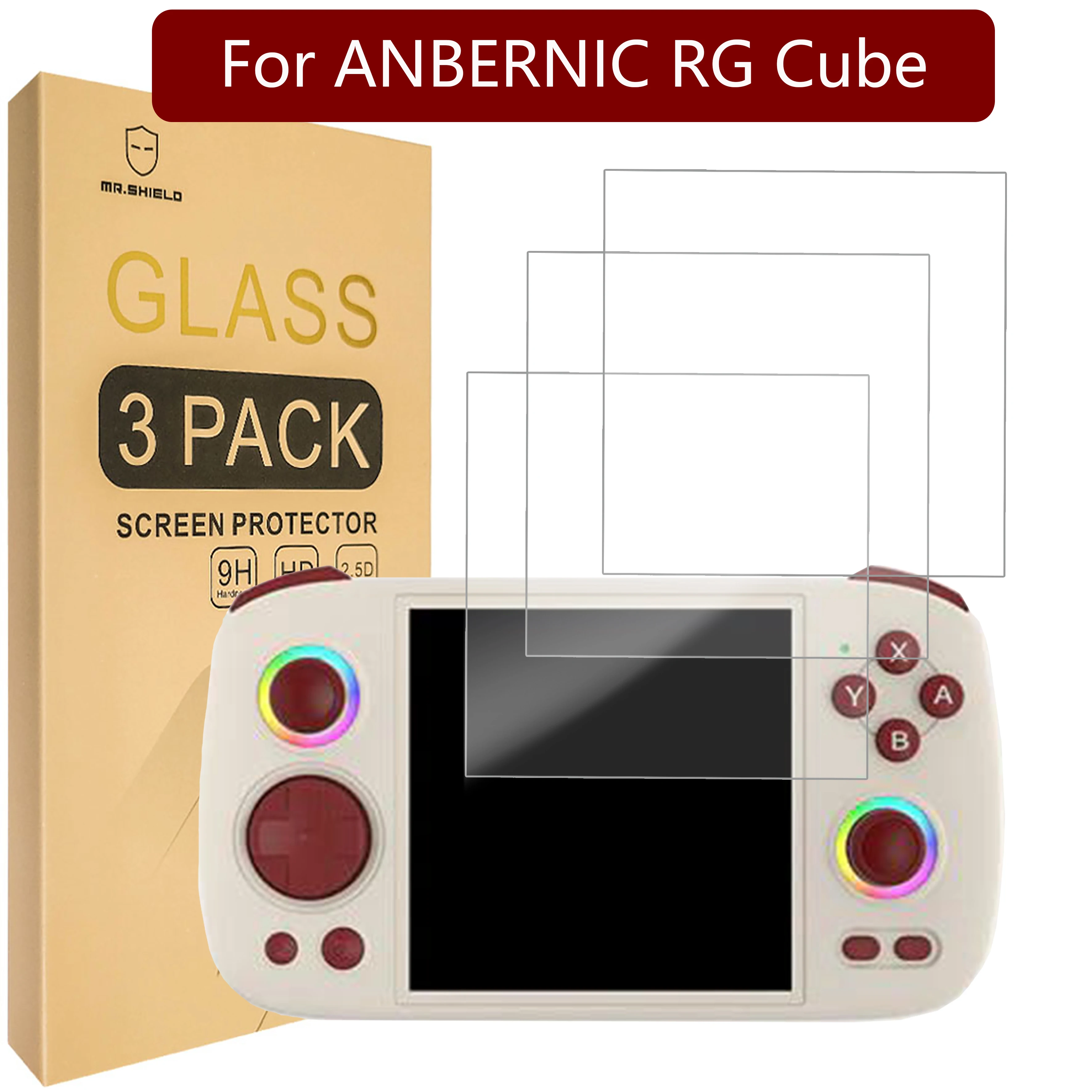 Mr.Shield Screen Protector compatible with ANBERNIC RG Cube [Tempered Glass] [3-PACK] [Japan Glass with 9H Hardness]