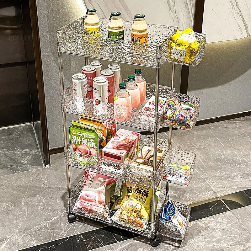 High-value Acrylic Kitchen Trolleys Home Auxiliary Cart Rack Multi-functional Snacks Cart Multi-layer Kitchen Storage Trolley