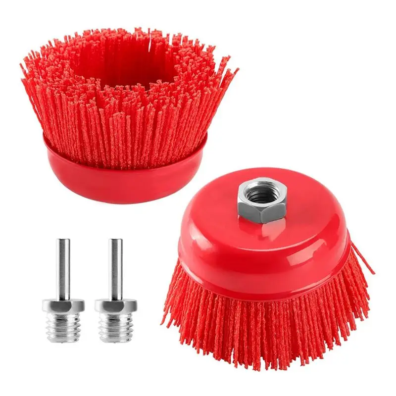 AS60-4 Inch Nylon Filament Brush 2 Pack, 4 ” Abrasive Bristle Cup Brush Set With 5/8
