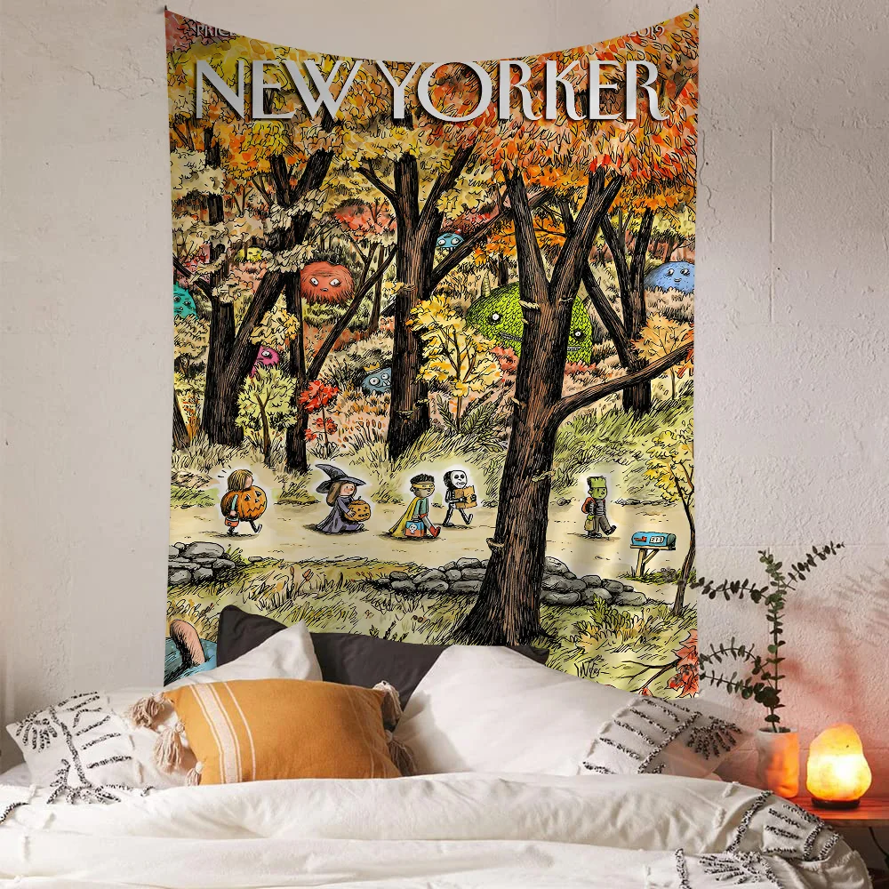 The-New-Yorker Magazine Anime Tapestry Hanging Tarot Hippie Wall Rugs Dorm Home Decor