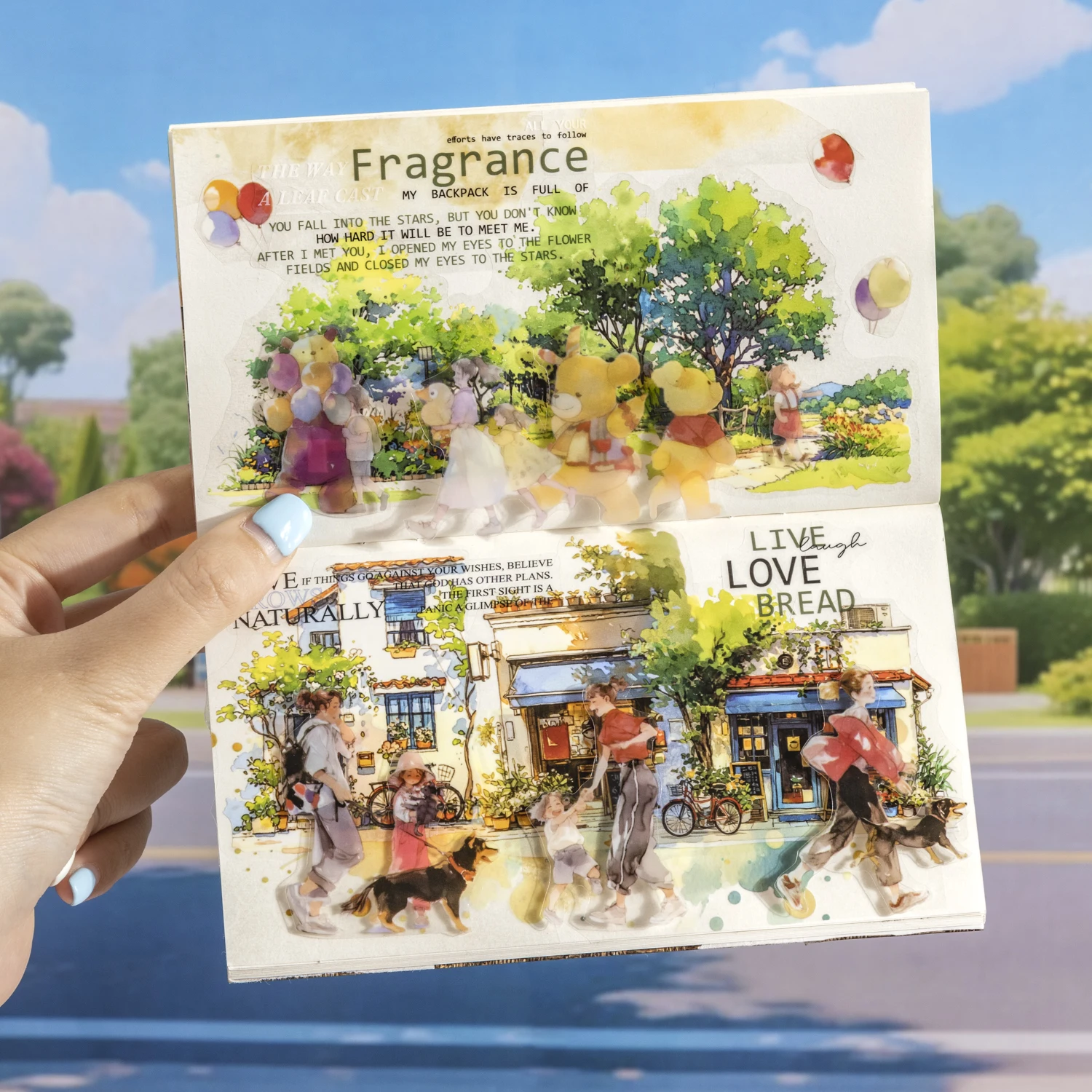 1 Roll Pedestrian PET Seamless Scene Washi Tape for DIY Scrapbooking Journal Collage Material Phone Case Notebook Decoration