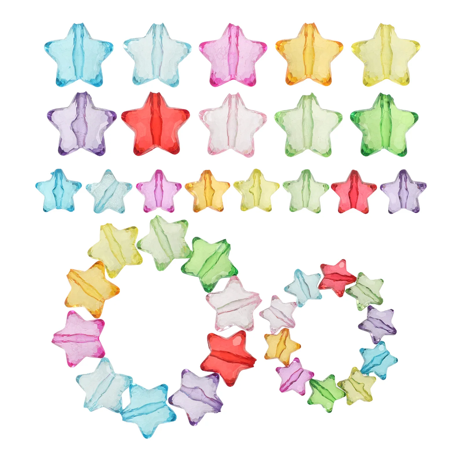 1Set Star Beads Transparent Acrylic Five Pointed Faceted Colorful DIY Jewelry Making Craft Beads for Bracelets Necklaces Party
