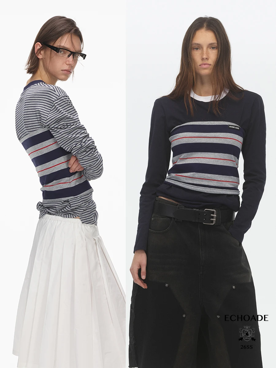 

Женский топ-бюстье ADE Early Spring Faion Layering Slim Fit с легким полосатым декором, повседневный, с коротким рукавом