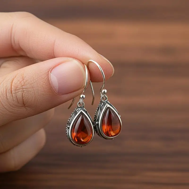1 Pair Vintage Drop Earrings For Women Ethnic Style Old Silver Finish Lightweight Hypoallergenic Daily Wear