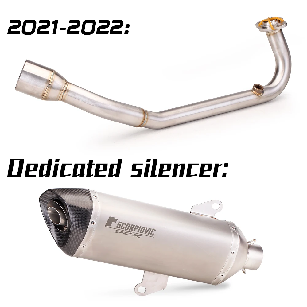 Motorcycle Full Exhaust System  For PCX125 PCX150 PCX 125 150 2017-2022 Header Pipe Front Link Pipe