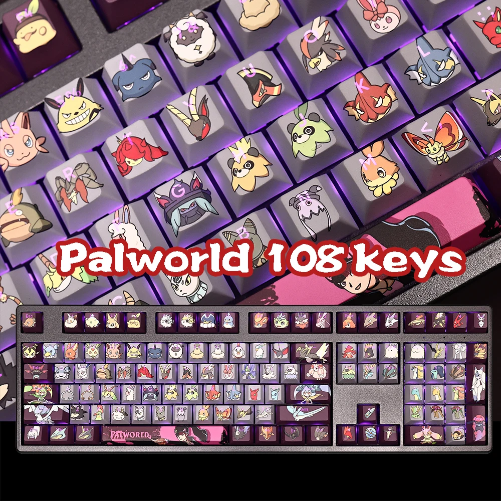 Palworld role108 Keys  Anime game Keycaps RGB translucency PBT Material Cherry Profile Mechanical Keyboard Caps