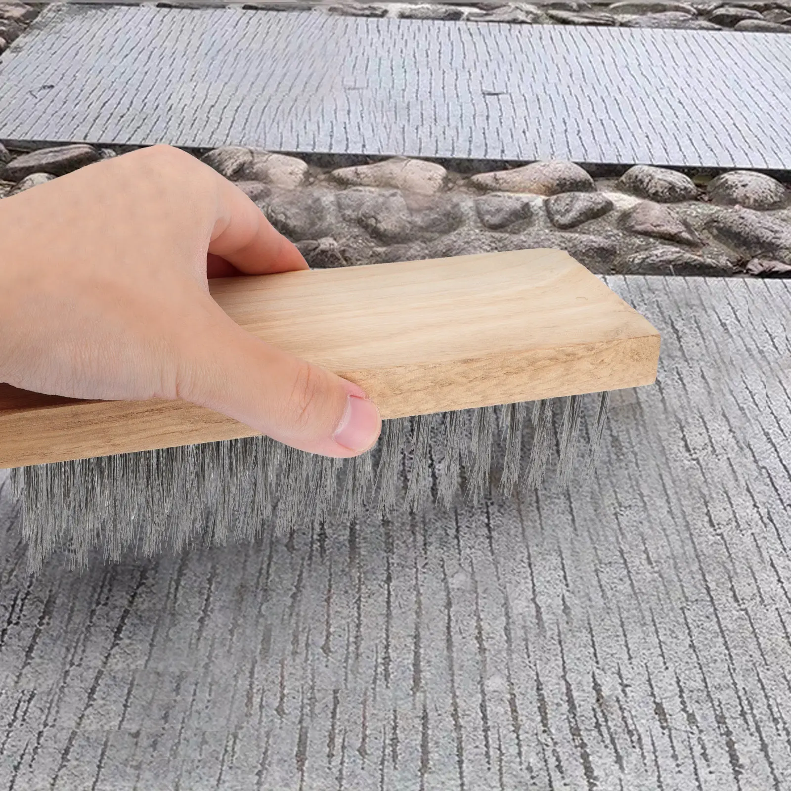 

1Pcs Stainless Steel Wire Brush Premium Weeding Removal Tool with Wooden Handle Portable Garden Yard Cleaning Accessory Moss