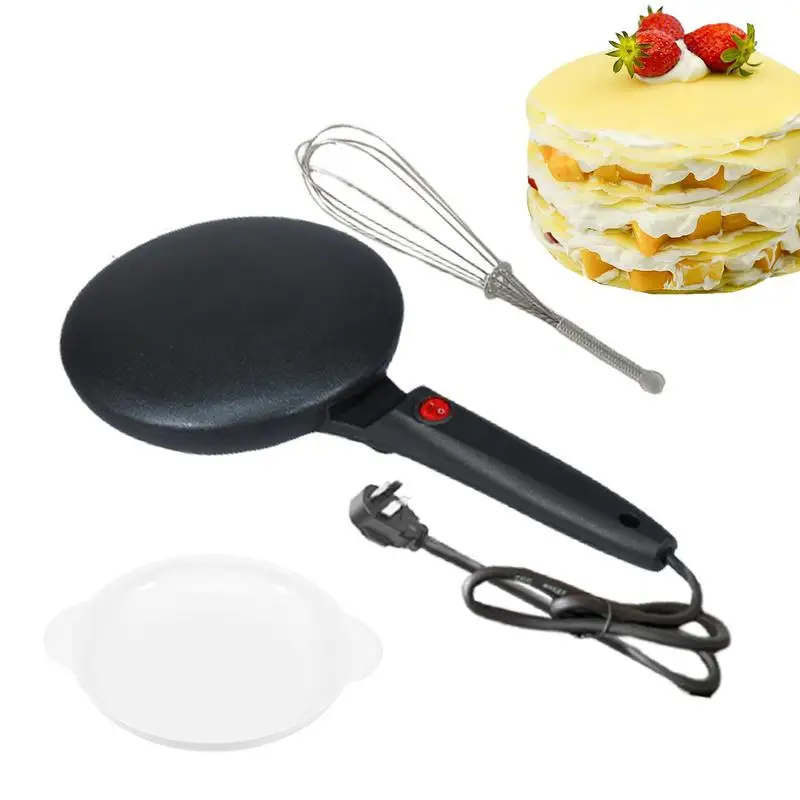 Electric Pancake Pan 600W Non-stick Instant Pancake Maker 7.87 In Automatic Constant Temperature Control Pan For Food With Whisk