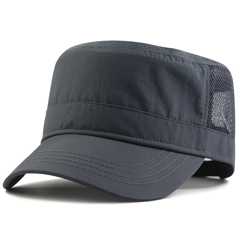 Men's large size hat quick-drying flat top hat outdoor leisure sun hat women big size mesh army cap 56-60cm 61-68cm Hiking cap