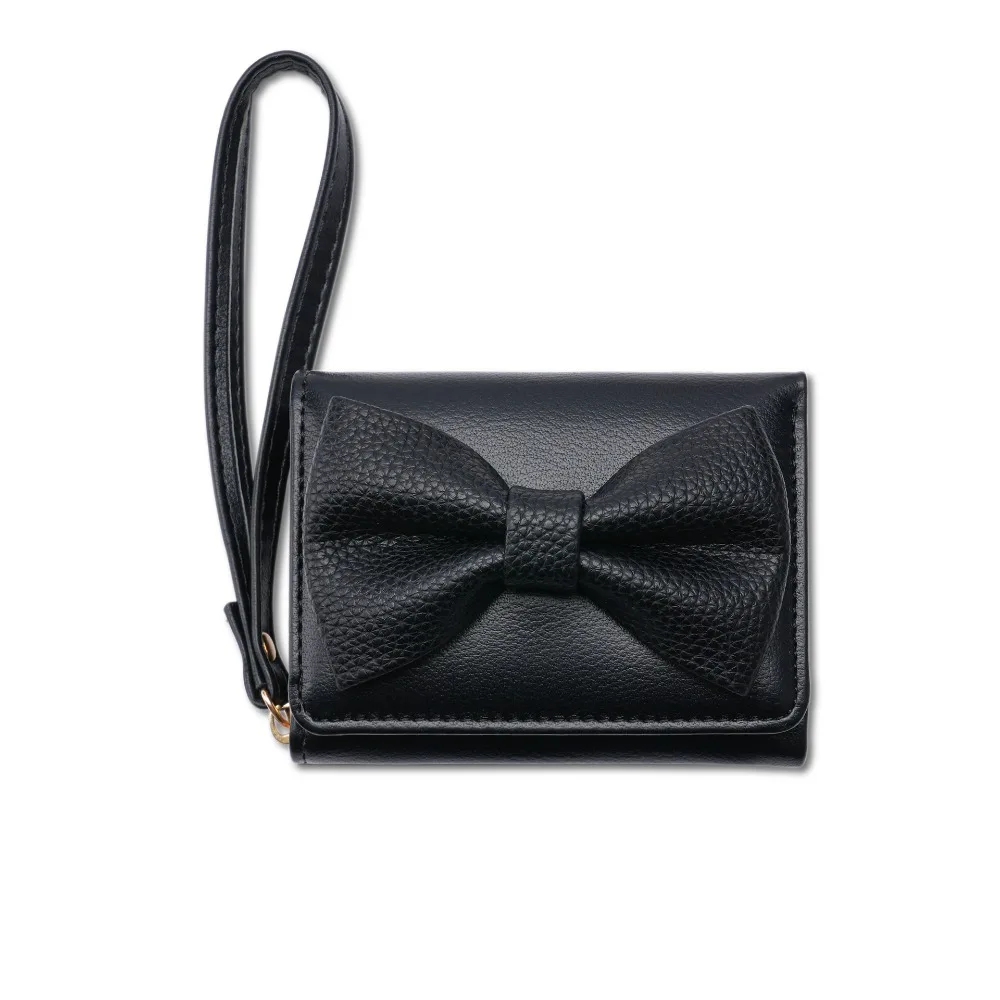 

Fashion Pu Leather Bow Short Wallet Multifunctional Coin Purse Triple Fold Wallet Korean Style Card Bag Clutch Bag Outdoor
